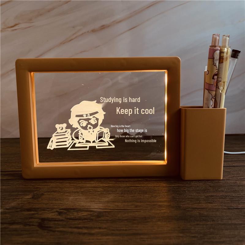 3D Photo Frame Pen Holder Night Light – Creative Graduation or Birthday Gift for Teachers and Classmates
