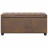 Ottoman with Storage Space 87.5 Cm Brown Faux Suede Look