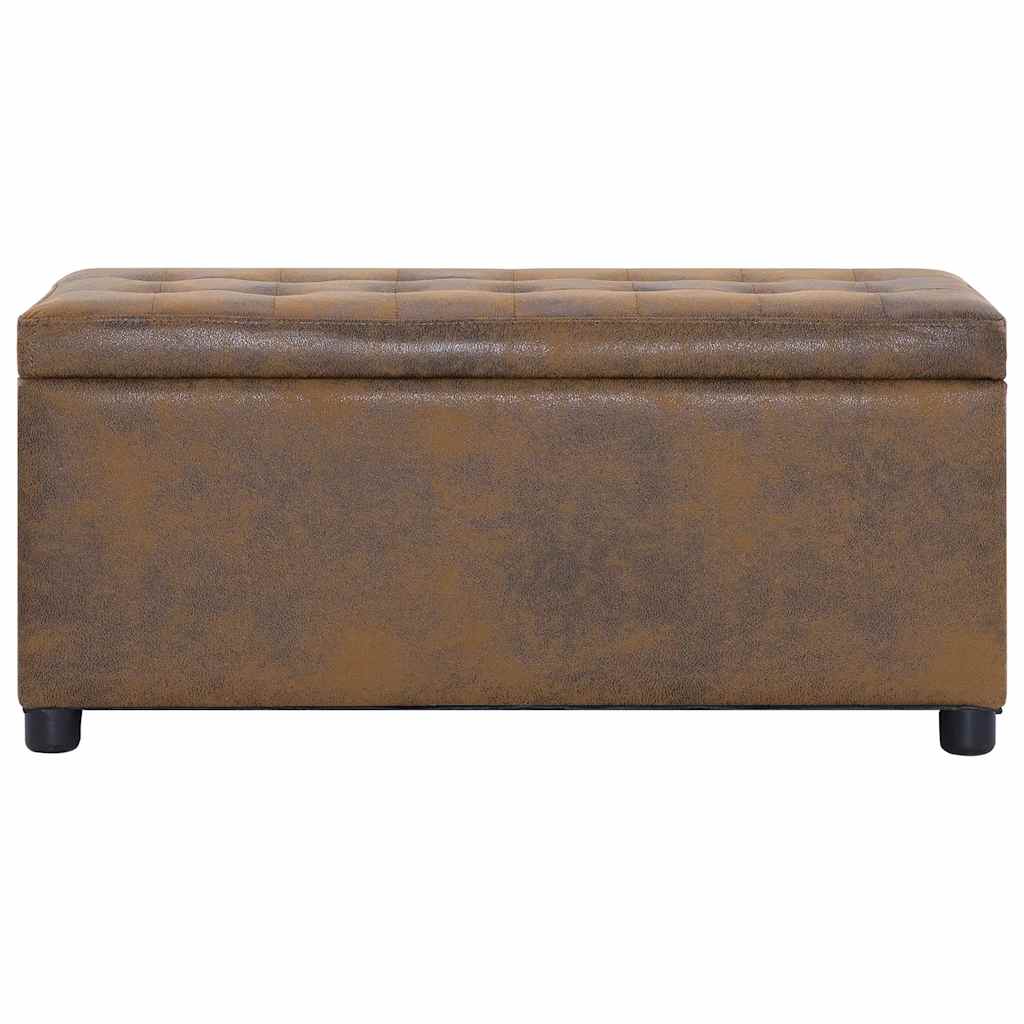 Ottoman with Storage Space 87.5 cm Brown Faux Suede Look
