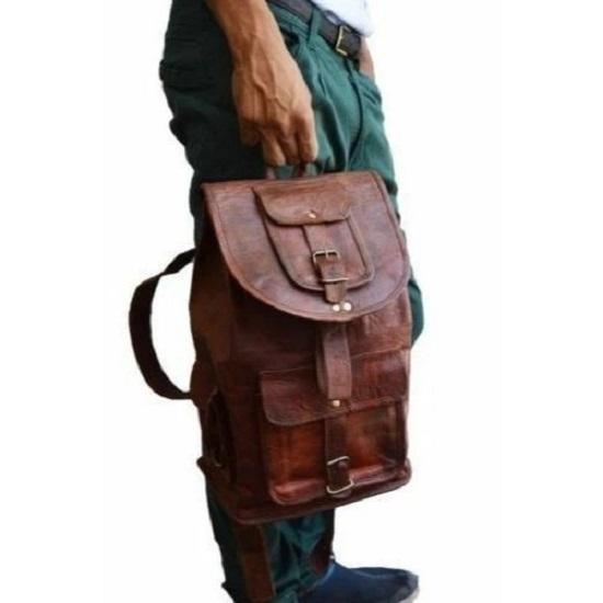 NOVINKA Pánský batoh z pravé kůže Satchel Brown Vintage Bag Rusksack na notebook