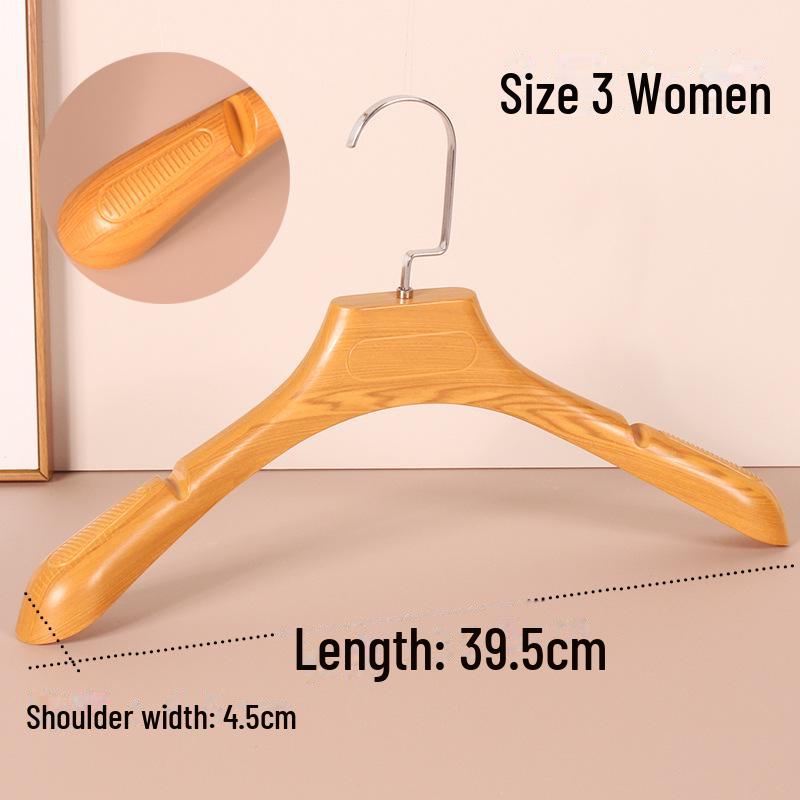 Thickened Non-Slip Imitation Beech Wood Grain Hanger with Pants Clip for Women's Clothing