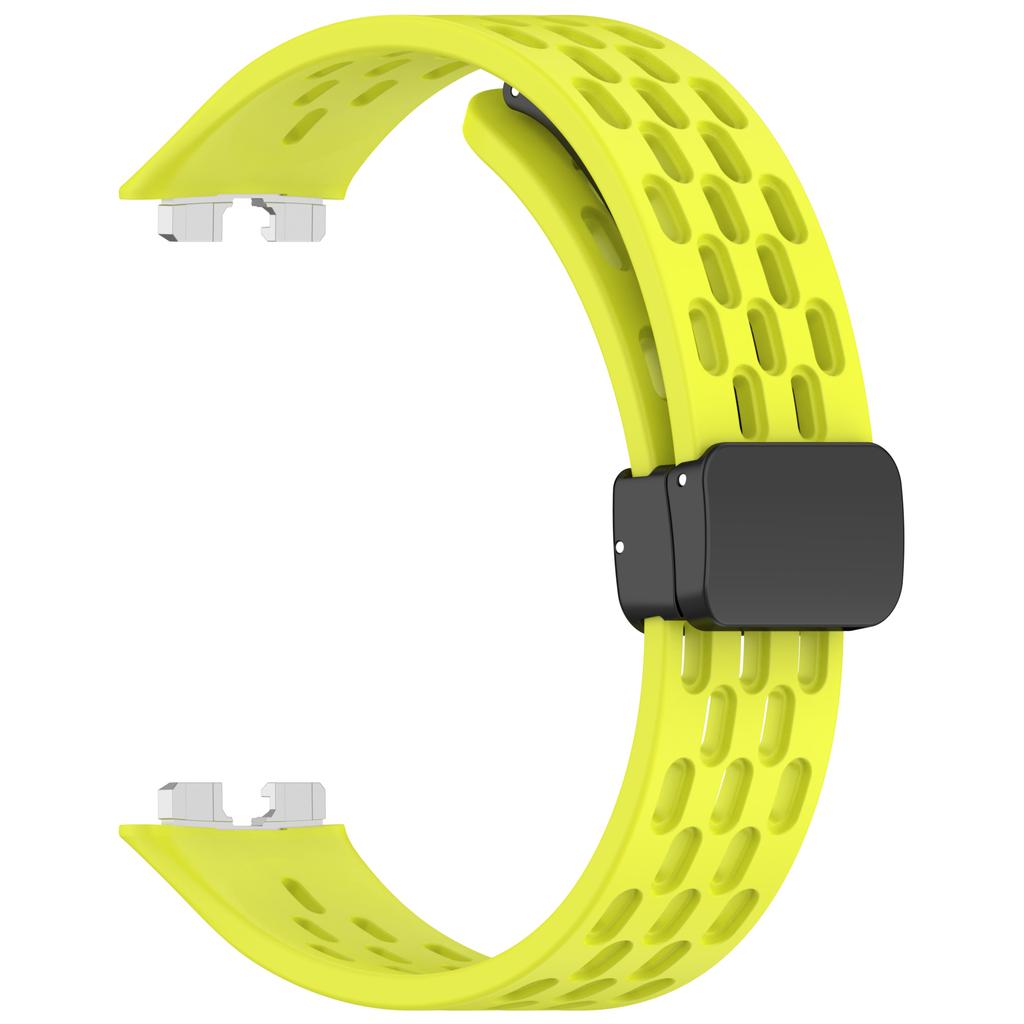 Silicone Watch Band for Huawei Band 10/10 NFC/9/9 NFC/8/8 NFC Holes Design Breathable Magnetic Buckle Strap