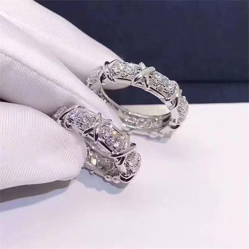 Luxury 925 Sterling Silver Ring Interlaced with Aaa Zircon Crystal Ring for A Woman'S Engagement Jewelry Gift