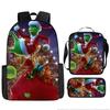 Green Hair Monster Grinch School Bag Campus 12345th and 6th Grade Backpack Lightweight Weight Loss Computer Bag Three-piece Set