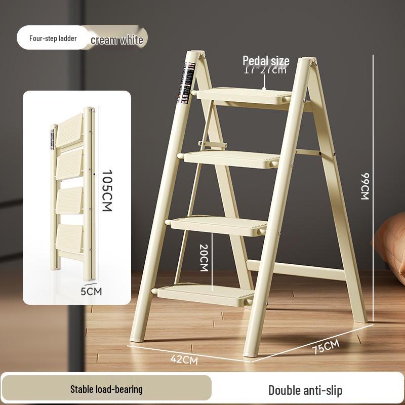 Folding A-Frame Ladder: Multifunctional, Thickened, 3-4 Step Indoor Ladder & Flower Stand