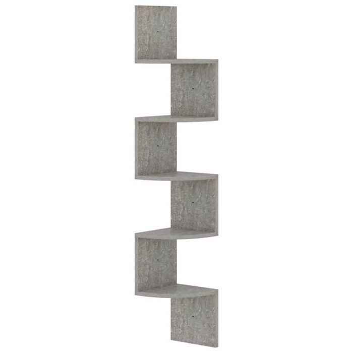 VidaXL Étagère d'angle murale gris béton 19x19x123cm bois d'ingénierie 326835