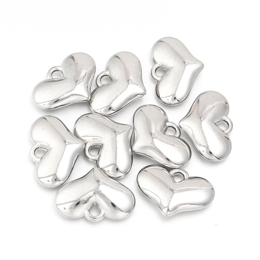 20pcs/lot CCB Heart Charms Rhodium Color Spacer Pendant Beads For DIY Jewelry Making Handmade Bracelets Earrings Accessories