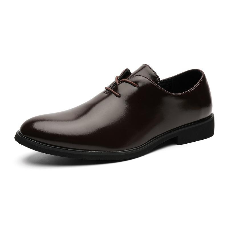 Cleanfit pointed minimalist commuter derby shoes brown thin-soled casual leather shoes men's A13