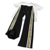 American retro color flower three-bar pants men's autumn heavy drape sweatpants straight sports casual pants