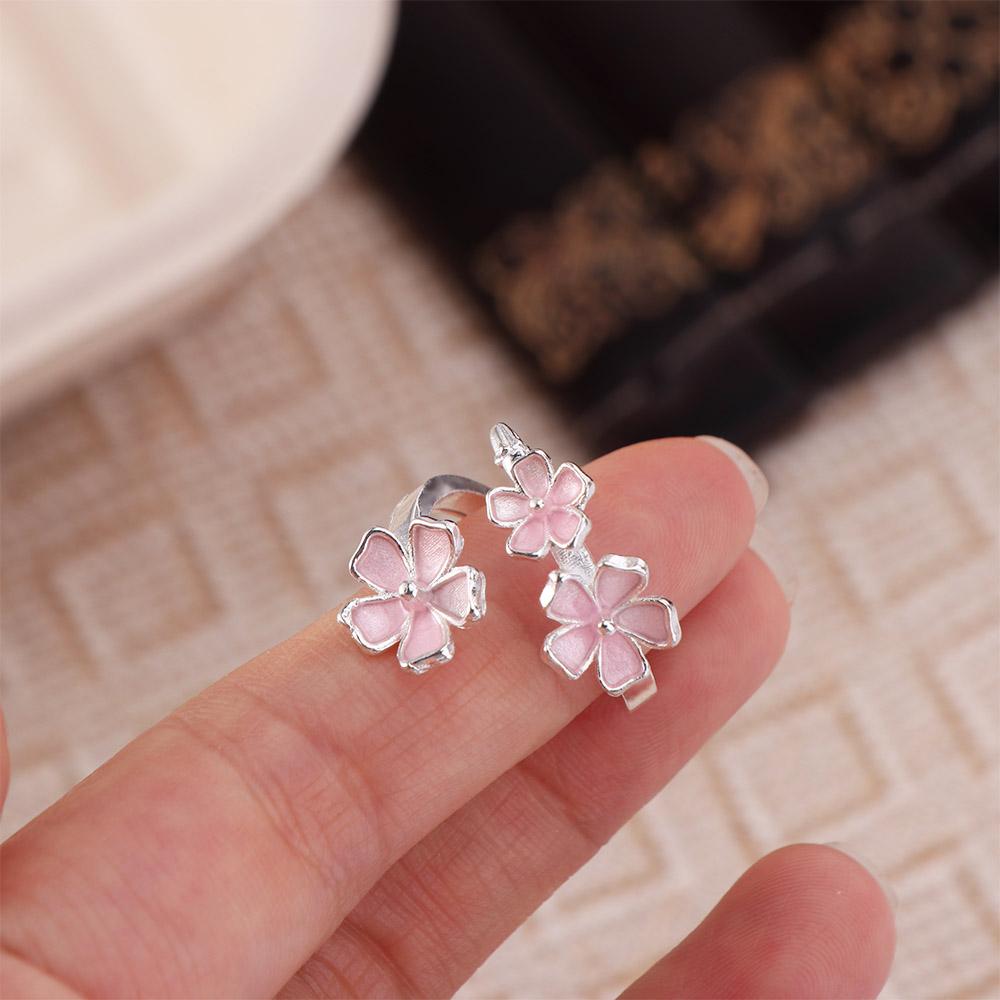 Drop Oil Design Open Adjustable Ring Dainty Flower Bracelet New Cherry Blossom Ring  Wedding