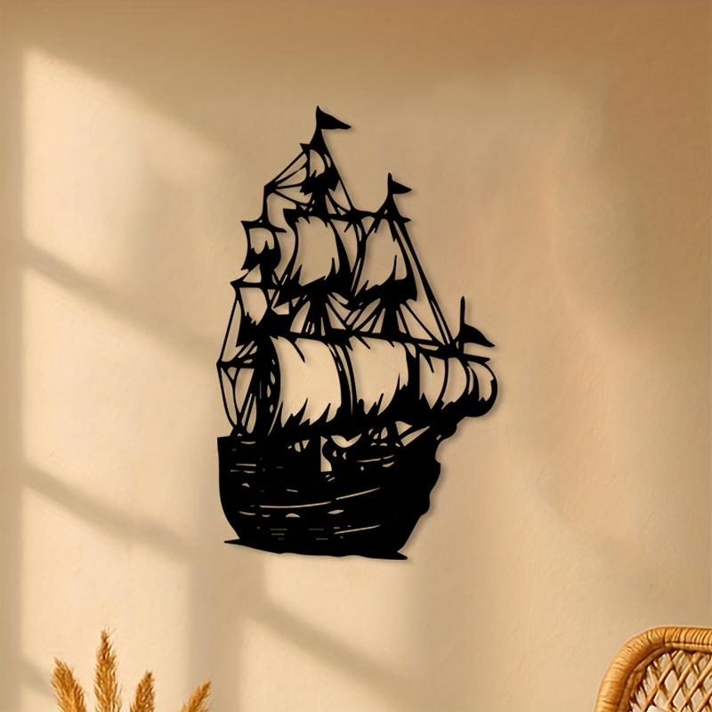 Elegant Pirate Ship Metal Wall Art Durable Coated Decor for Living Room Outdoor Nautical Gift