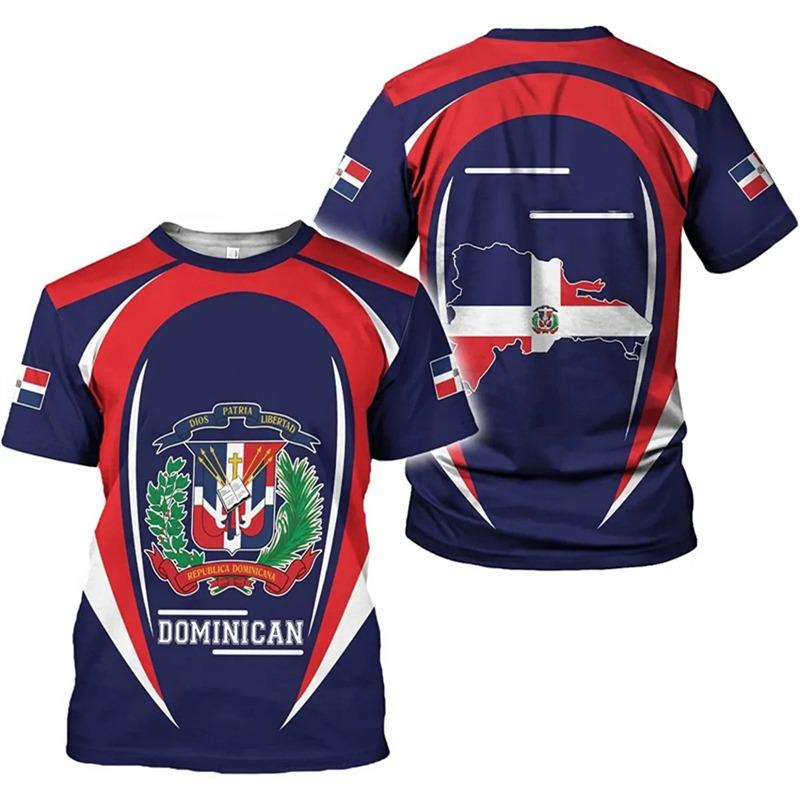 Den dominikanske republikk 3D-trykte T-skjorter for menn kvinner avslappet gate kort ermet topper pustende komfortable utendørssports-t-skjorter