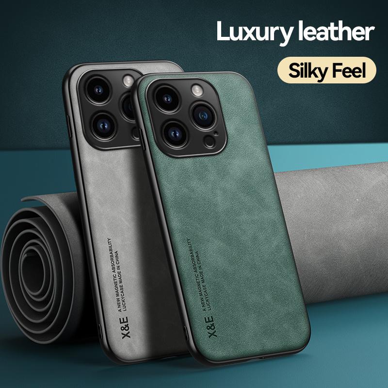 Luxury Magnetic Leather Case For iPhone 16 15 14 13 12 11 Pro Max Mini Plus XR XS X SE 15Pro Shockproof TPU Silicone Back Cover