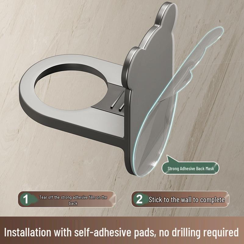 Punch-Free Shower Gel Rack: Wall-Mounted Bathroom Storage for Shampoo, Soap, and More with Little Bear Hook.