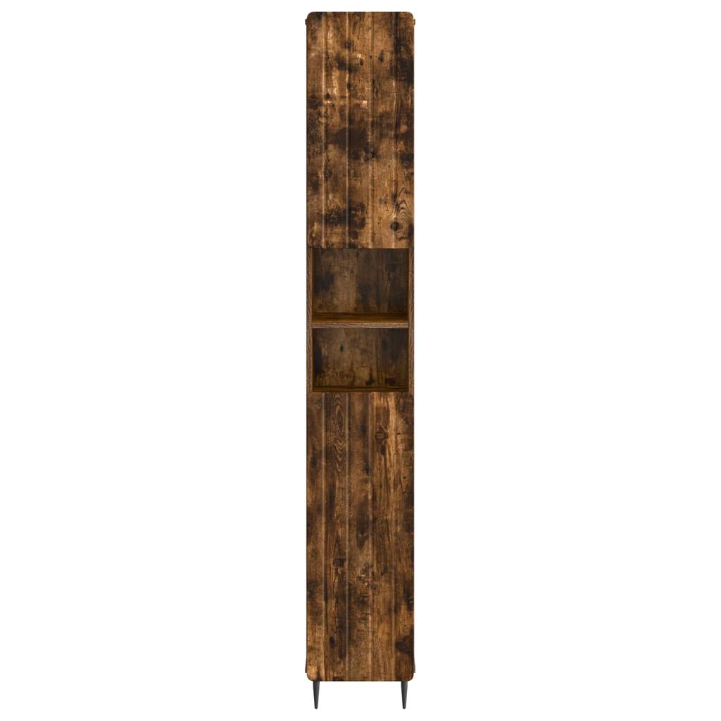 Bathroom Cabinet with Open Shelf ZWOLLE Smoked Oak