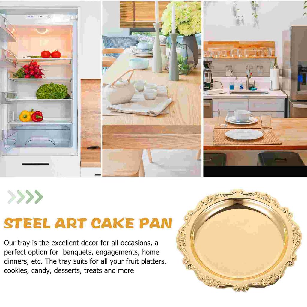 Jewelry Tray Iron Cake Pan Miss Ring Holder Fruit Round Events Plate Coffee Table