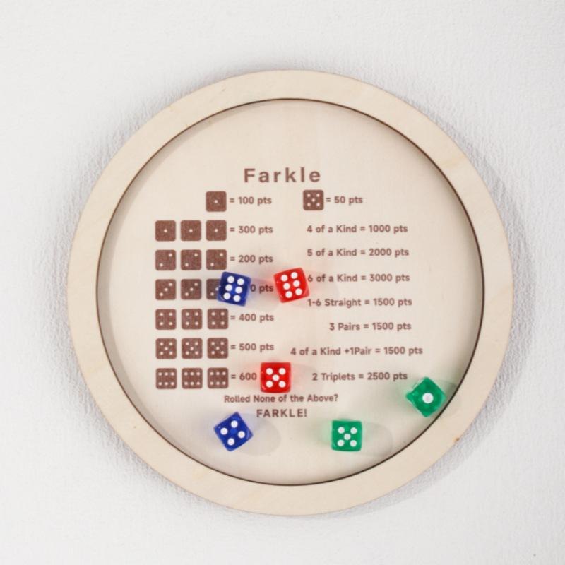 Custom Personalized Engraved Solid Wood Farkle Dice Rolling Tray, Custom Name Classic Luck Dice Game Accessory