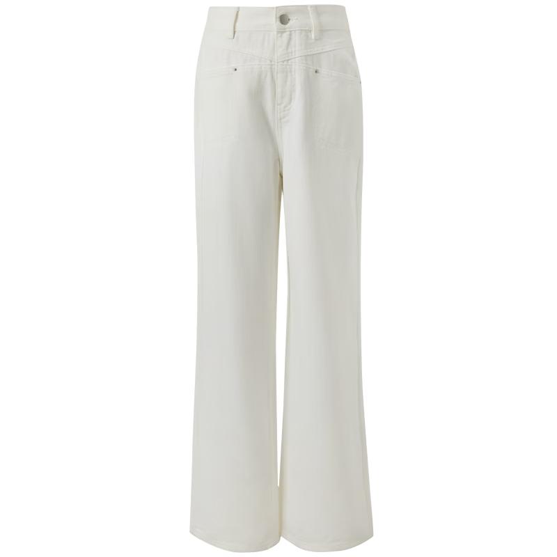 Sancai 2026 Spring High-Waist Straight-Leg White Jeans L
