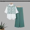 ZANZEA Seturi costume casual din două piese pentru femei, bluză cu mâneci 3/4 cu imprimeu și pantaloni