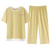 Women's Summer Modal Short Sleeve & Capri Home Set - Plus Size, Casual Ice Silk Cool Feel
