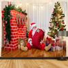 Merry Christmas Santa Claus Fireplace Print Pattern Tapestry Home Living Room Bedroom Decoration Background Cloth Tapestry