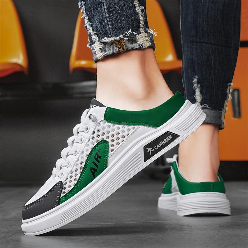 Men's Breathable Mesh Half Slipper Sneakers Casual Slip-On Backless Walking Shoes