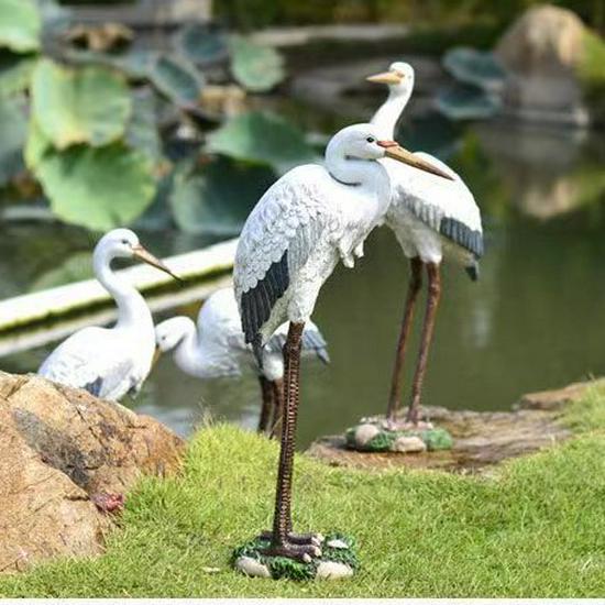 Simulated Heron Ornament for Outdoor Garden and Courtyard Landscaping Decoration - Egret Resin Craft