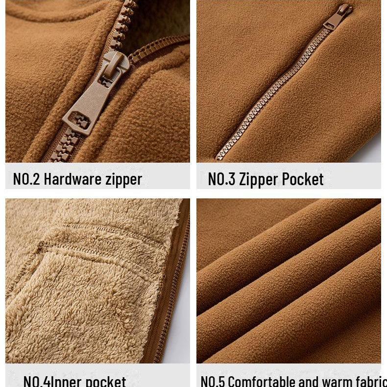 Men's Heavyweight Fleece Hooded Jacket - Thick, Warm, Casual Lamb Fleece Cardigan for Autumn and Winter.