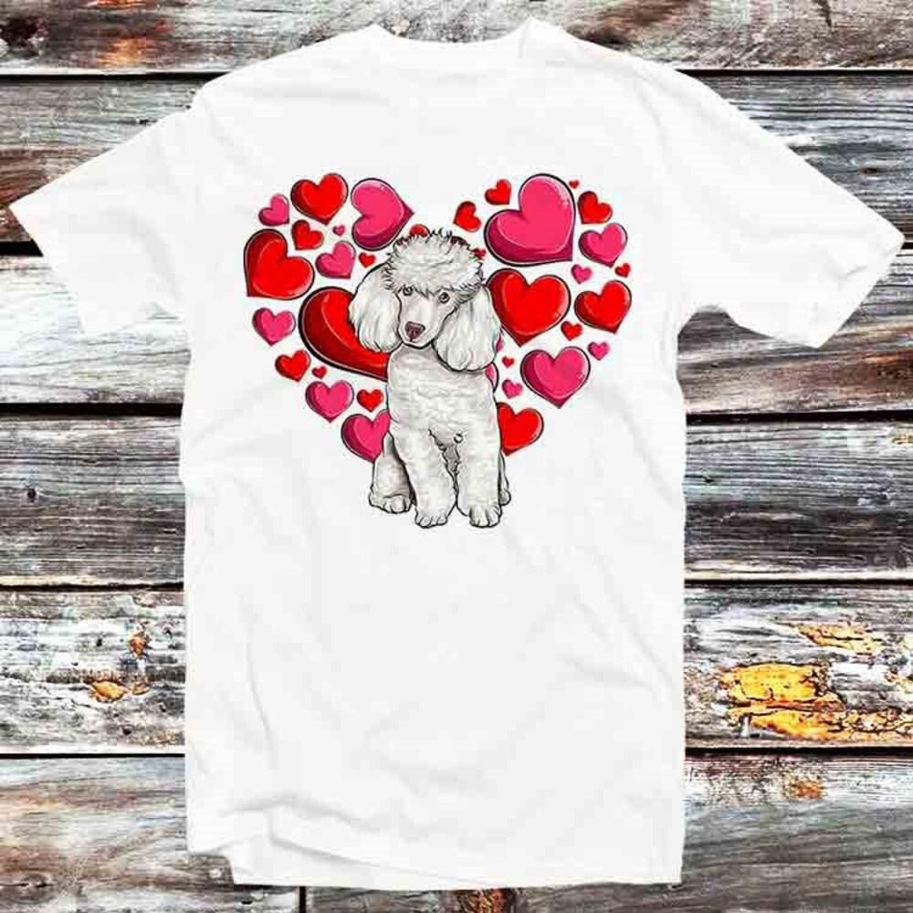 

Футболка из 100% хлопка 230GSM с изображением пуделя, собаки, породы, валентинки, сердца, милого питомца, винтажная ретро-подарочная мужская женская унисекс-футболка с рисунком аниме B1131 XS белый
