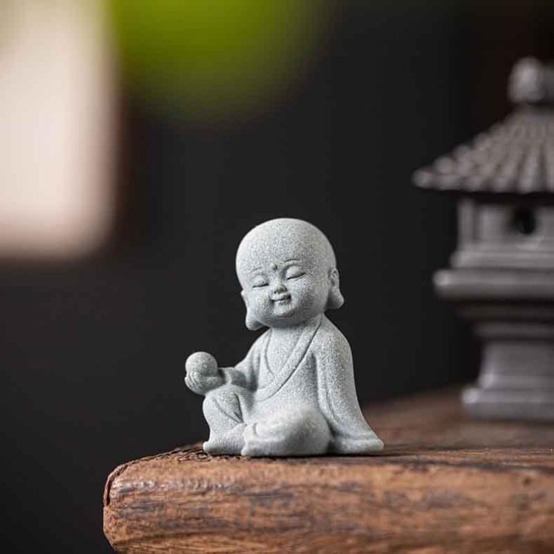 Chinese Style Buddha Statue Cute Little Monk Figurines Fish Tank Moss Landscaping Zen Oriental Aesthetic Garden Decoration