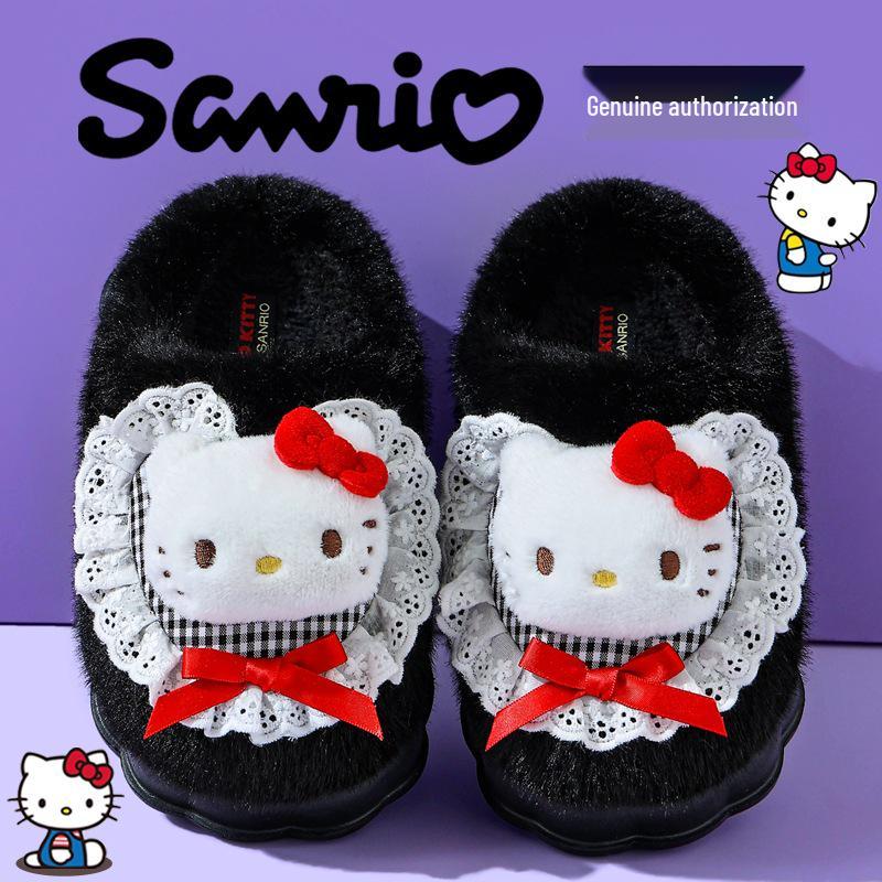 Sanrio Kuromi Girls' Winter Plush Slippers – Cute, Warm Cotton Indoor Footwear