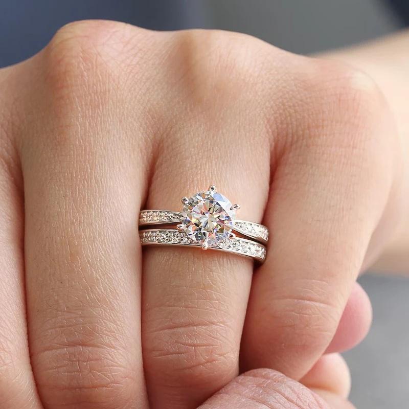 

CAOSHI Versatile Luxury 2Pcs/Set Rings for Women Charming Cubic Zirconia Wedding Engagement Zircon Engagement Party Accessories 6