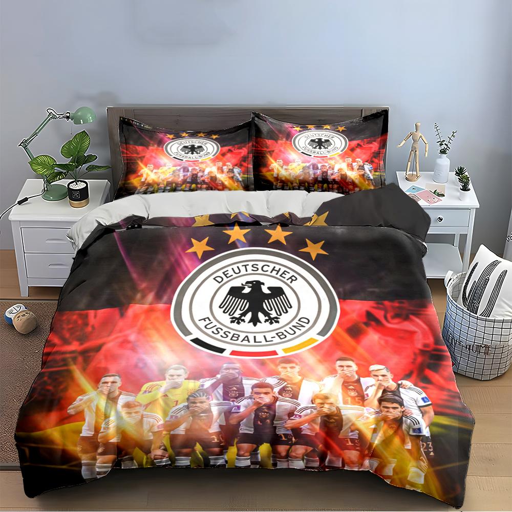 Duits Voetbalteam Beddengoed Set Beddengoed Dekbedovertrek Set Dekbedovertrek Kussenslopen Woondecoratie (1 * Dekbedovertrek 2 * Kussenslopen, zonder dekbedvulling)