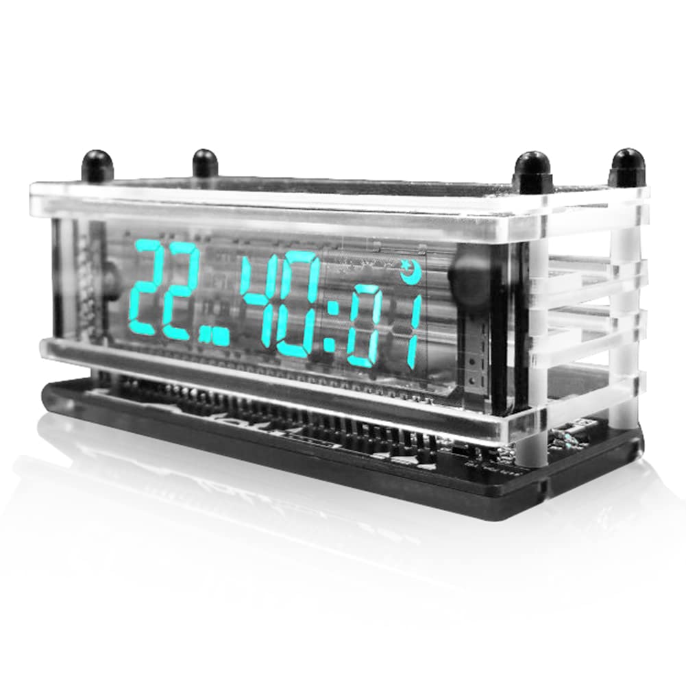 

2022 WIFI Automatic Sync VFD Vacuum Desk Transparent Vacuum Fluorescent TCXO DS3231 Christmas Present Clock, Display, Type-C, Gift,