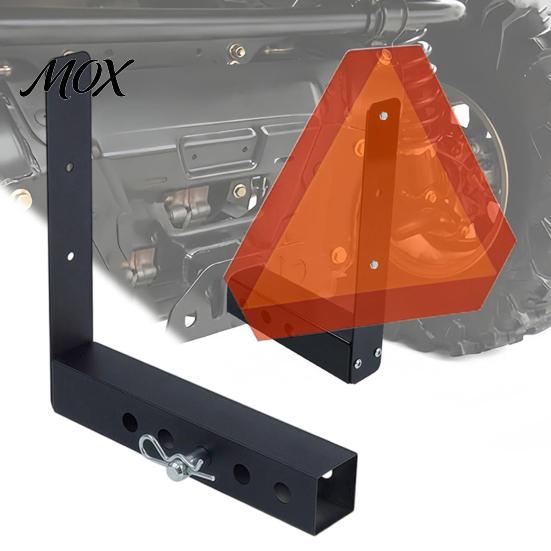 High Visibility Warning Triangle UTV Slow Moving Vehicle Sign Bracket Kit with Reflective SMV Triangle, 2" Receiver Six Inch Bolt Spacing Adapter