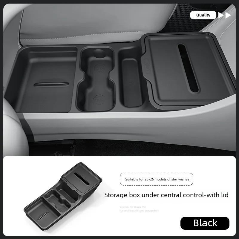 For Geely Xingyuan EX2 2025-2026 Under Central Console Storage Box with Water Cup Holder & Tissue Box Interior Tidy Accessories