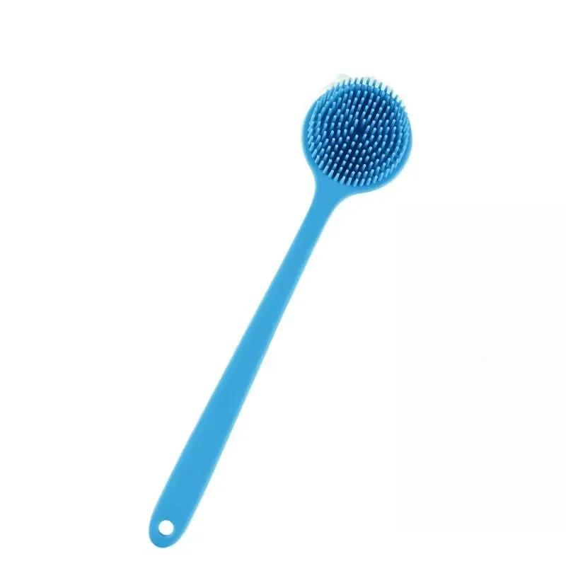 1PC Silicone Bath Brush Long Handle Double-Sided Extended Bathing Scrubbing Massage Brush Back Scrubber for Men and Women