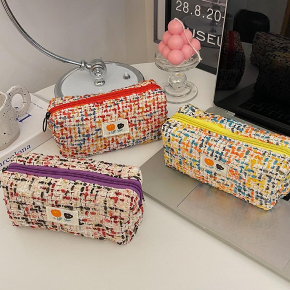 

Waterproof Woven Pencil Bag Girly Stationery Storage Pouch Wear-resistant Pen Case Office