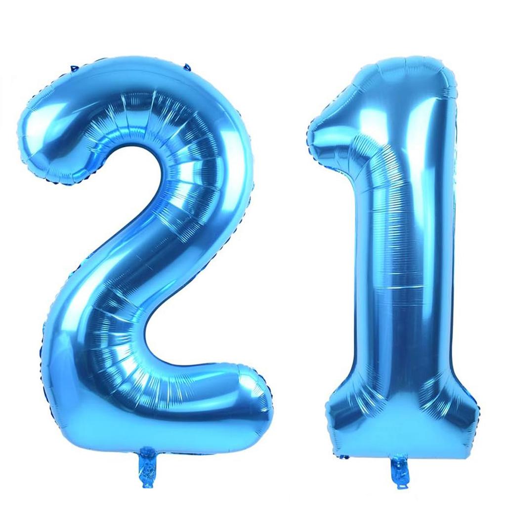40 Inch Giant Blue Digital Balloons 0-9, Anniversary Party Decoration Supplies, Birthday Balloons