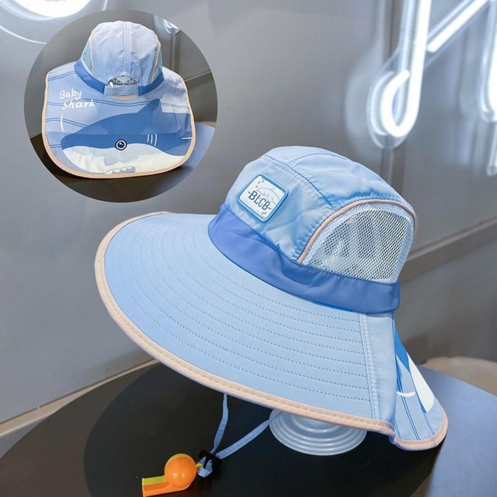 UV Protection Summer Children s Sun Hat Wide-brimmed Fisherman Cap Gifts Beach Sun Cap синий