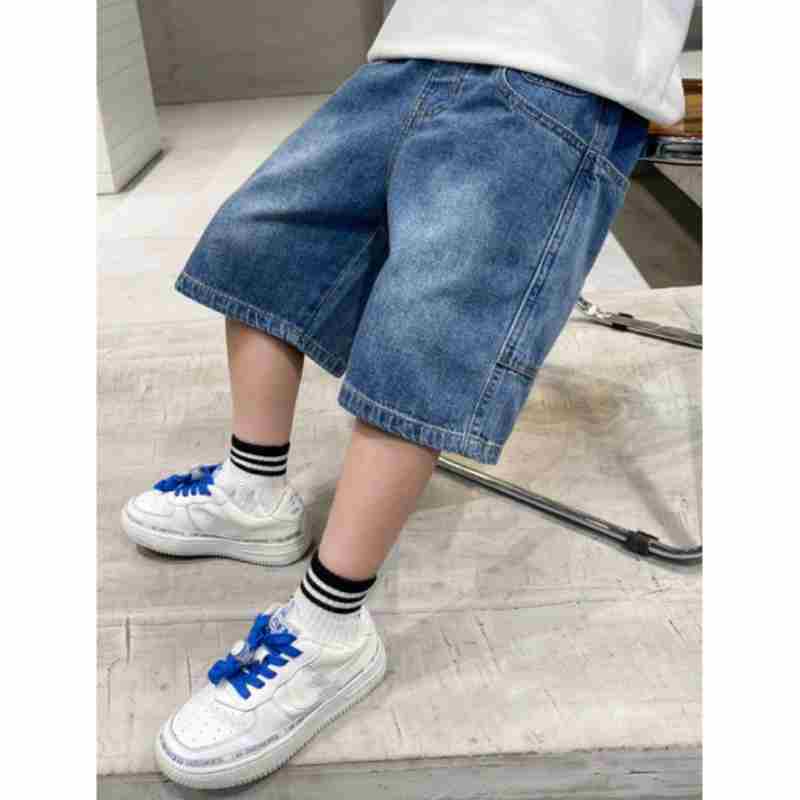 

Boys Summer Lightweight Korean-Style Cropped Pants Mid-Rise Design for Older Children Denim Shorts 170