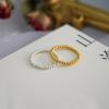 French Freshwater Pearl Copper Bead Stretch Ring Women 14K Gold Silver Plated Finger Band
