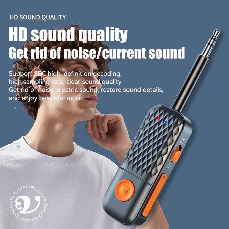 2 In 1 Bluetooth 5.4 Audio Transmitter Receiver 3.5mm AUX Jack Airplane Wireless Adapter Mic For TV Car Kit Speaker PC Headphone