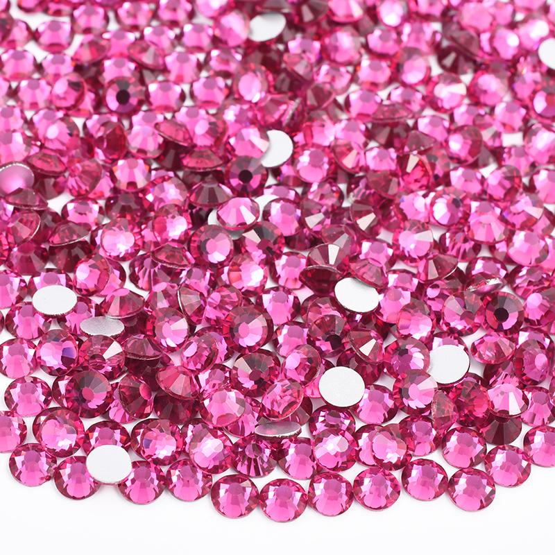 Glitter SS6 SS12 SS16 SS20 Light Rose Flat Back Crystal Stones Applique Non Hotfix Strass Glass Nail Rhinestone for DIY Craft