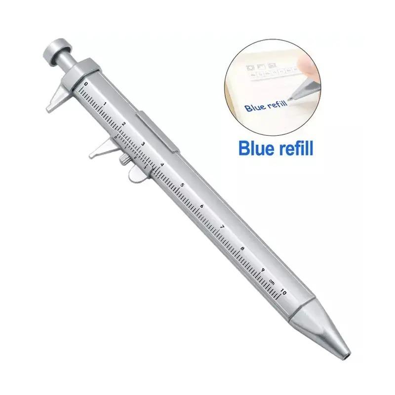 Vernier Caliper Pen Metric Mm Ballpoint Stationery Blue Black Refill Student Plastic Measure Piston Tool Micrometer Ruler 100mm