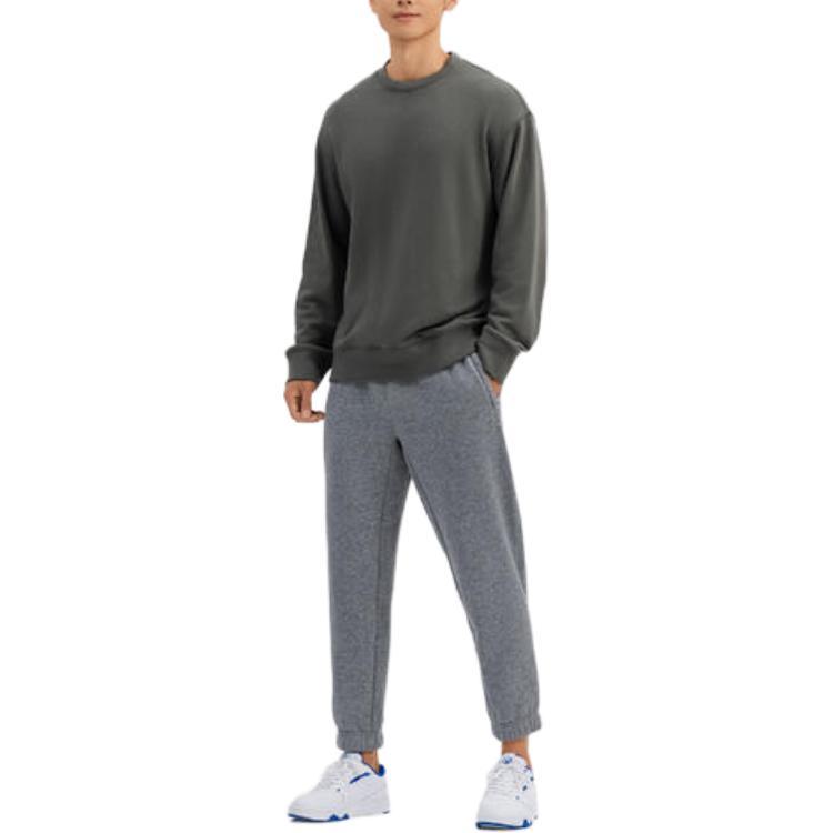 Decathlon DOMYOS CREW NECK SWEATER 500 Warm Solid Sports Sweater Men's Khaki Grey