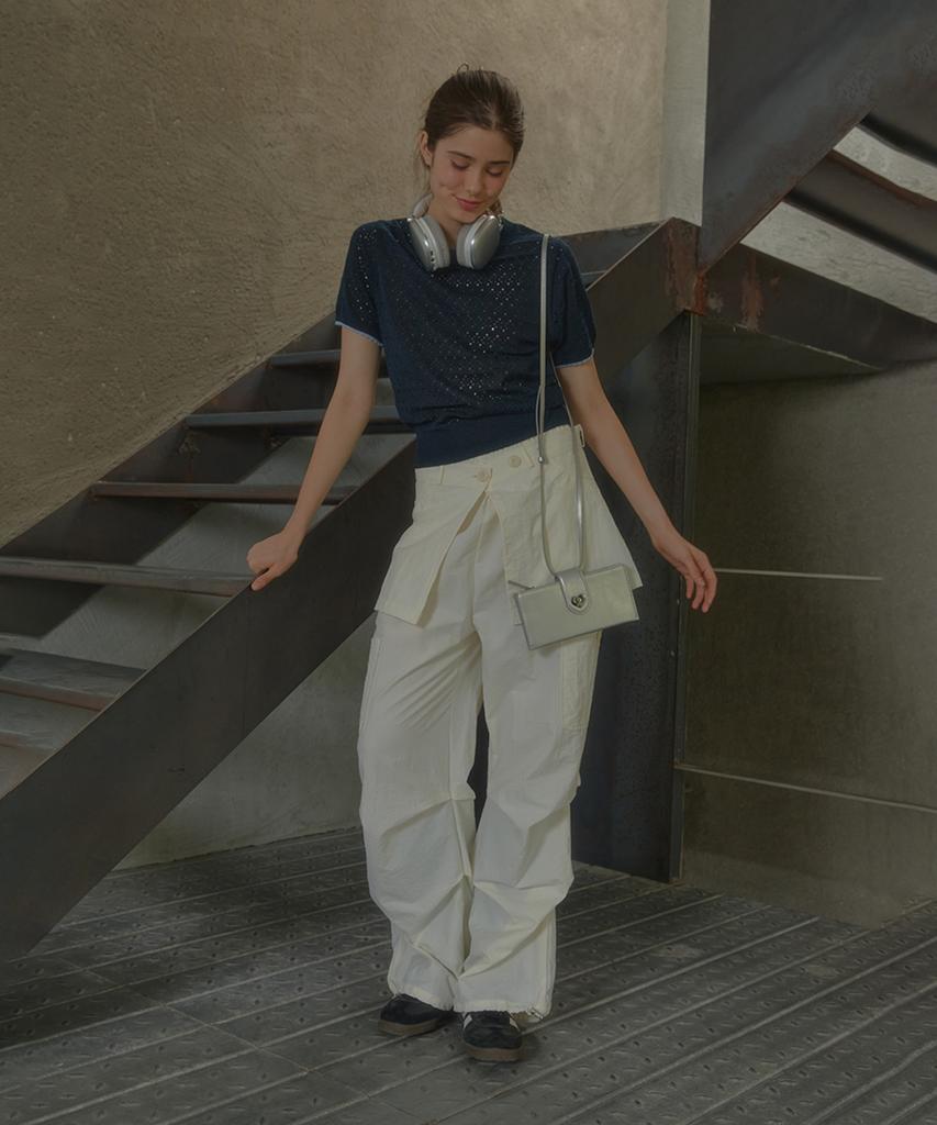 ANOETIC Anc Button Wrap Parachute Pants_Ivory