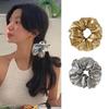 Y2k Scrunchies Metal Silver Gold Large Size Hair Tie Sweet Simple Elastic Hair Band Women Hair Accessories Daily Headwear