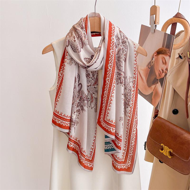 Double Face Luxury Women Scarf Shawl Print Winter Warm Pashmina Cotton Linen Feeling Muslim Hijab Wrap Turban