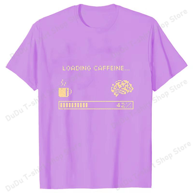 Hot Loading Caffeine Printed TShirts Women Unisex Summer Short Sleeve Tee Shirts Round Neck Casual Summer Unisex Coffe Lovers Tops